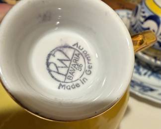 Rudolf Watcher Bavaria Yellow Teacup & Saucer with Gold Trim