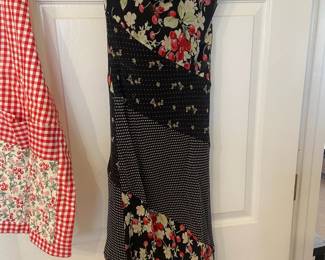 Express Black Cherry Patterned Midi Silk Dress – Size 5/6