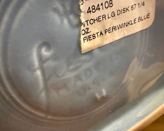 Fiesta Ware Homer Laughlin Periwinkle Blue Disc Pitcher