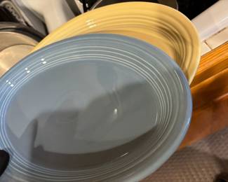 Feista Ware Homer Laughlin Yellow & Perwinkle Blue Oval Serving Platters
