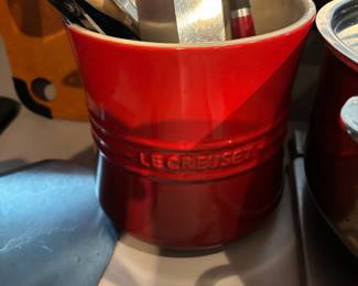 Le Creuset Red Stoneware Utensil Holder