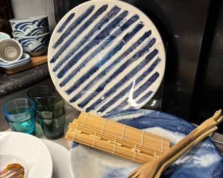  Pair of 1882 Ltd. Indigo Rain Ceramic Dinner Plates