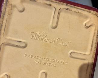 Pampered Chef Cranberry Glaze Stonware Square Baking Dish