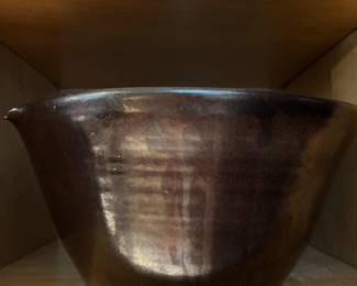 Brown Glazed Studio Pottery Centerpiece Bowl