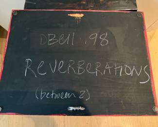 1998 Mixed Media Abstract Painting on Board "Reverberation (between z)" by Donna Bell