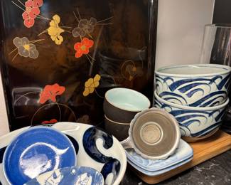 Japanese Lacquerware Floral Decorative Tray