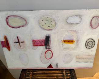 1998 Mixed Media Painting on Board "Signals" by Deborah Bell