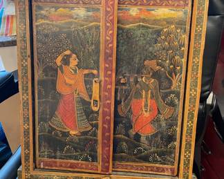 Hand-Painted Radha Krishna Window Shutters