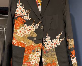 Black Floral Ibrigu Silk Blazer 