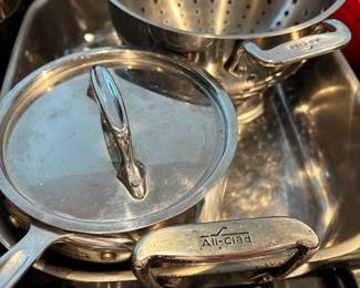 All Clad Stainless Steel Pans, Colander, Mixing Bowl, Roasting Pan