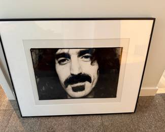 Framed & Matted Black and White pPhotograph of Musician Frank Zappa
