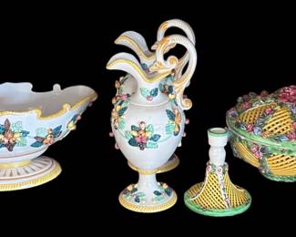 Italian Decor Set with potpourri bowl-antique set from Italy 