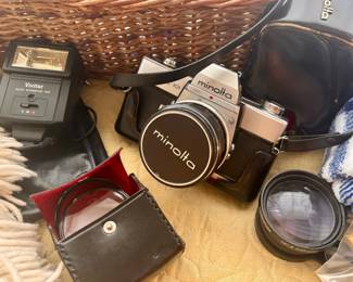 Vivitar Auto Thyristor 225 Electronic Flash Unit, Minolta SR-T 101 SLR Camera