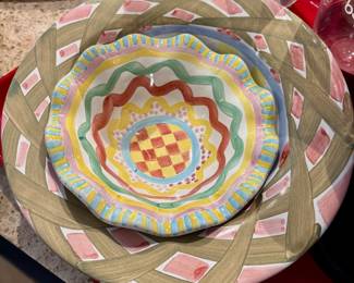 MacKenzie-Childs Keukenhof Pattern Mixing Bowl & Dipping Bowl