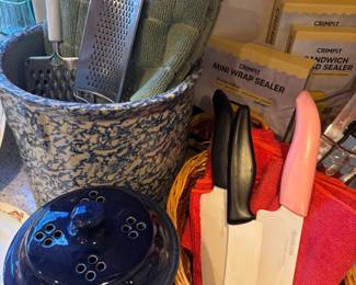 Blue Glazed Stoneware Vegetable Steamer - Made in Portugal