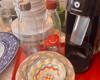 SodaStream Fizzi One Touch Sparkling Water Maker, MacKenzie-Childs Keukenhof Pattern Mixing Bowl & Dipping Bowl