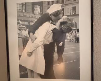 Framed V-J Day Kiss in Tim Square, New York Photography Print