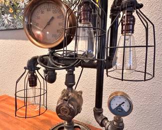 Steampunk Industrial Steam Gauge Table Lamp 
