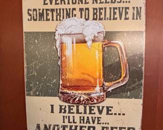 Retro Style "Believe in Beer" Metal Quote Sign