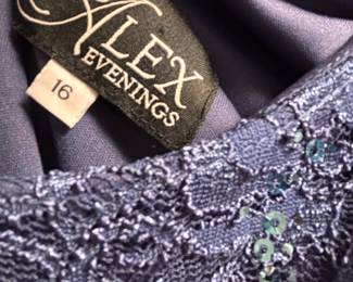 Alex Evenings Blue Lace Bodice Gown – Size 16
