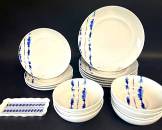Selection of Crate and Barrel Omri blue and white dishes