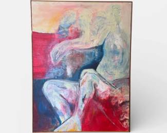 Framed original oil "The Tea Table" by Jere H. Allen (Mississippi, b. 1944)