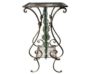  Unusual iron and glass slender table or stand