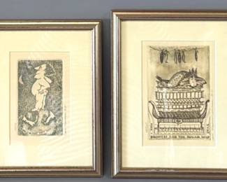 Pair of framed Carol Lummus (American, New Hampshire) limited edition etchings