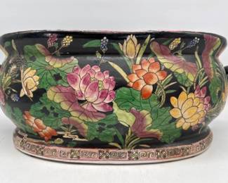 Large Chinese Famille Noir style foot bath