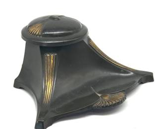 Bradley and Hubbard bronze Art Deco style inkwell