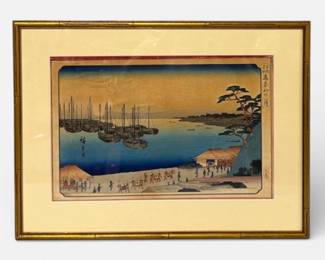 Framed Hiroshige print "Moon at Takanawa"