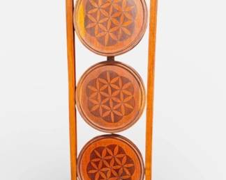 Folding "flower of life" inlaid 3 tier pastry stand