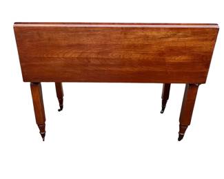 Period Sheraton cherry drop leaf table with block turned legs