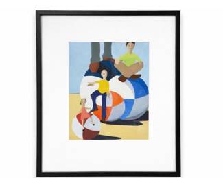 Framed original Casein paint on paper "Size Does Matter" by Michael Farrar (Clifton Forge, VA b. 1953)