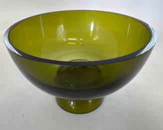 Marquis by Waterford Tango olive green glass footed bowl