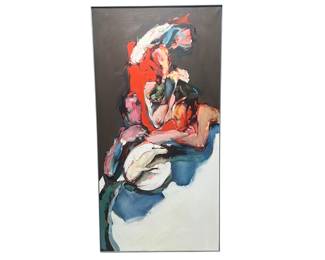 Framed large original oil painting "At The Soiree" by Jere H. Allen (Mississippi, b. 1944)