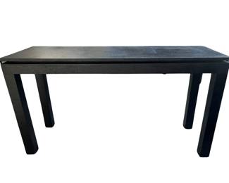 Grasscloth or linen wrapped Parsons console table in charcoal