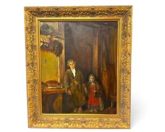 Framed original oil painting in the Russian Realism style