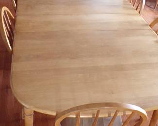 Rock maple dining room table with six chairs
