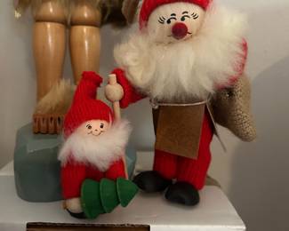 Swedish Handmade Wooden Santa on Skis