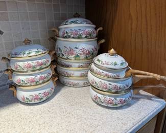1980s Fissler Asta "Violeta"&nbsp;Enamelware Pan Set
