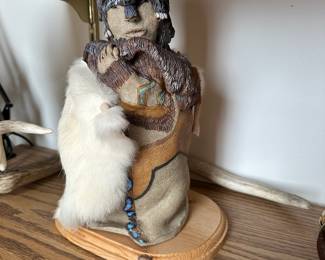 Pottery Native American Woman Sculpture