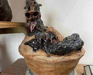 Emerging Dragon Pottery Sculpture