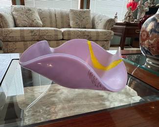 Lavender and Yellow Art Glass Bowl