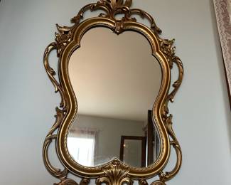 Hollywood Regency Roccoco Style Gold Ornate Gilt Mirror