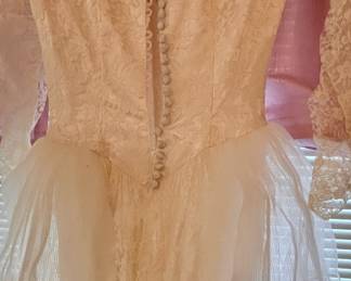 1940s Emma Domb Lace Tulle Wedding Dress