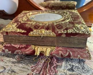 19th Century Victorian Red Velvet Music Box Photo Album