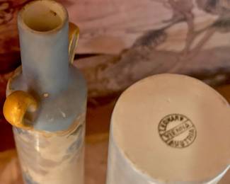 Pair of Leonard Vienna Hand Painted Floral Porcelain Bud Vases