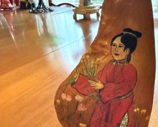 Hand Painted Gourd with Geisha Design