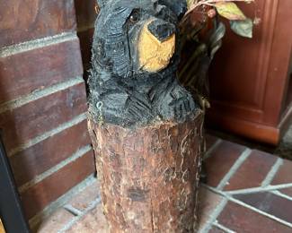 Carved Wood Black Bear Statue